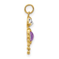 14K Yellow Gold February Boy Synthetic Birthstone Charm view 2