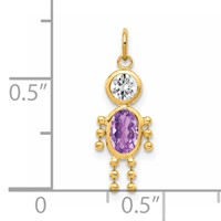 14K Yellow Gold February Boy Synthetic Birthstone Charm view 3