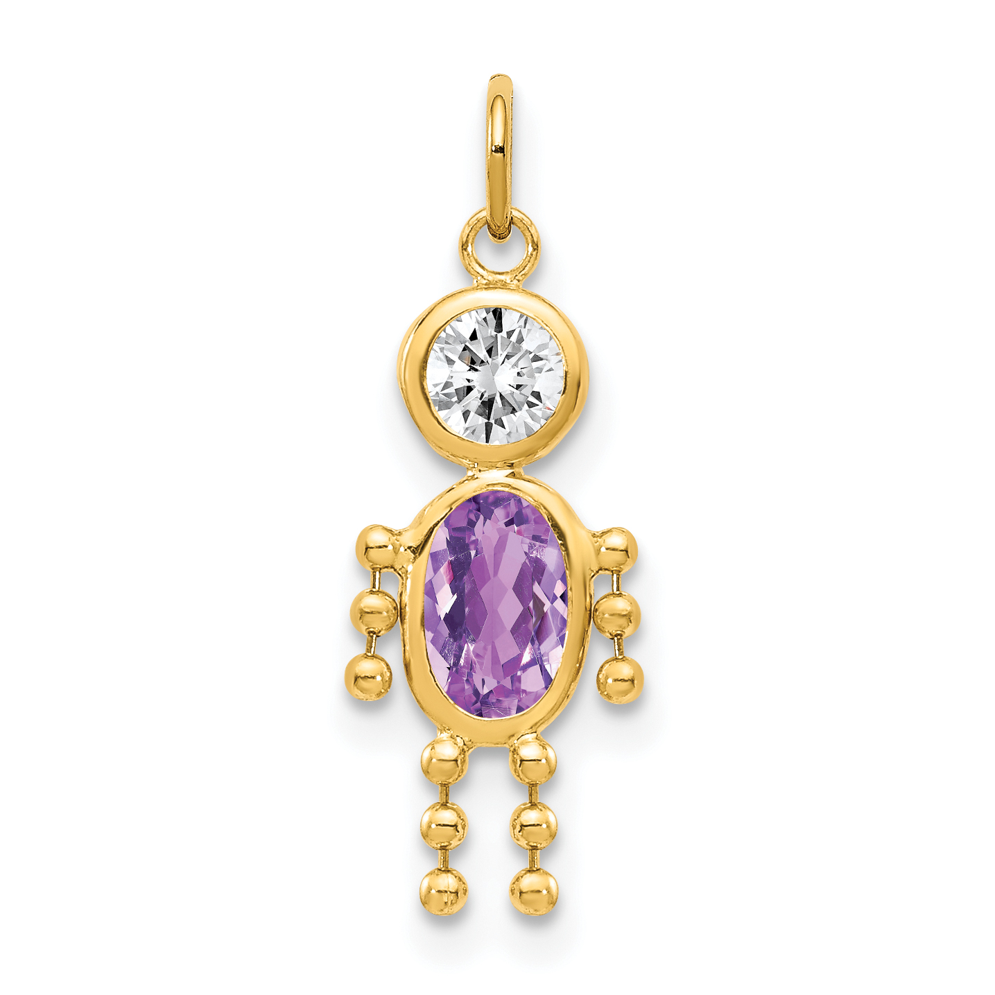 14k February Boy Birthstone Charm (XCK159)
