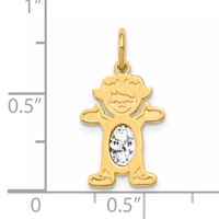 14K Yellow Gold Girl Charm 6x 4 Oval Genuine White Topaz-April view 3