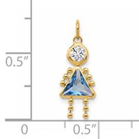 14K March Girl Synthetic Birthstone Charm view 3