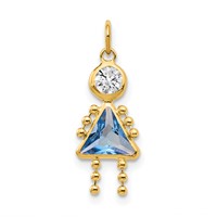 14K March Girl Synthetic Birthstone Charm view 1