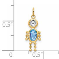 14K Yellow Gold March Boy Synthetic Birthstone Charm view 3