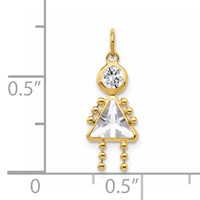 14K Yellow Gold April Girl Synthetic Birthstone Charm view 3