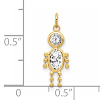 14K Yellow Gold April Boy Synthetic Birthstone Charm view 3
