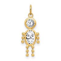 14K Yellow Gold April Boy Synthetic Birthstone Charm view 1