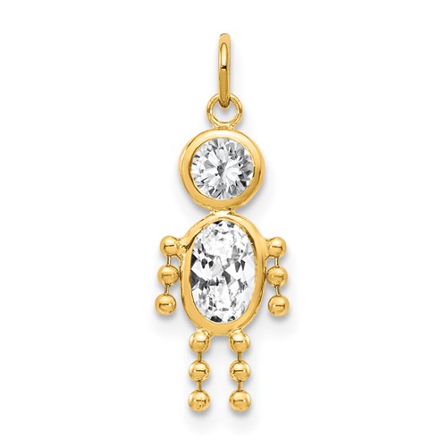 14K Yellow Gold April Boy Synthetic Birthstone Charm