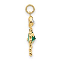 14K Yellow Gold May Girl Synthetic Birthstone Charm view 2