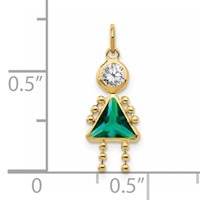 14K Yellow Gold May Girl Synthetic Birthstone Charm view 3