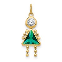 14K Yellow Gold May Girl Synthetic Birthstone Charm view 1
