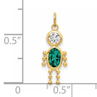 14K Yellow Gold May Boy Synthetic Birthstone Charm view 3