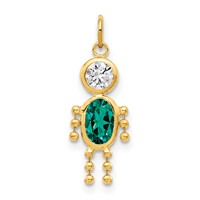 14K Yellow Gold May Boy Synthetic Birthstone Charm view 1