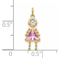 14K Yellow Gold June Girl Synthetic Birthstone Charm view 3