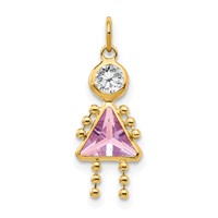 14K Yellow Gold June Girl Synthetic Birthstone Charm view 1
