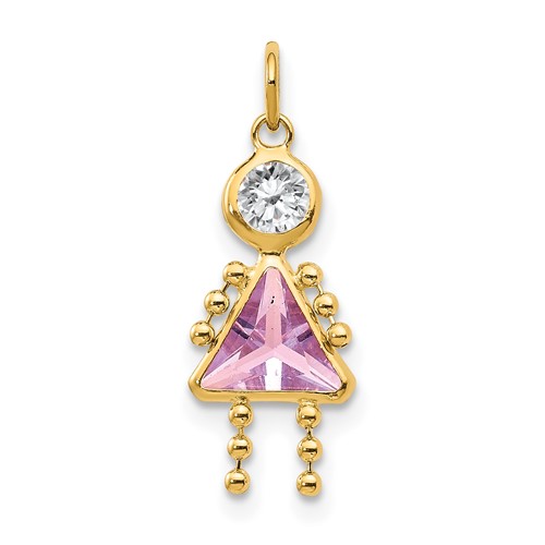 14K Yellow Gold June Girl Synthetic Birthstone Charm