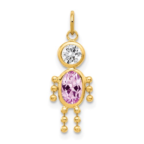14K June Boy Synthetic Birthstone Charm