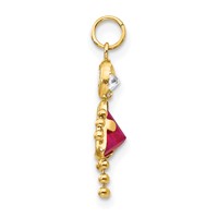 14K Yellow Gold July Girl Synthetic Birthstone Charm view 2