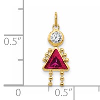 14K Yellow Gold July Girl Synthetic Birthstone Charm view 3