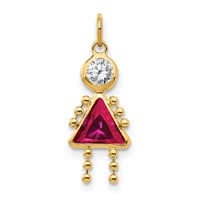 14K Yellow Gold July Girl Synthetic Birthstone Charm view 1