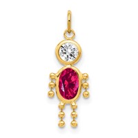 14K Yellow Gold July Boy Synthetic Birthstone Charm view 1