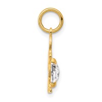 14K Boy Charm 6x4 Oval Genuine White Topaz-April view 2