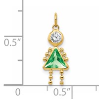 14K Yellow Gold August Girl Synthetic Birthstone Charm view 3