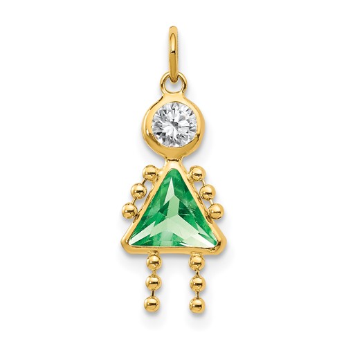 14K Yellow Gold August Girl Synthetic Birthstone Charm