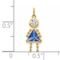 14K Yellow Gold September Girl Synthetic Birthstone Charm view 3