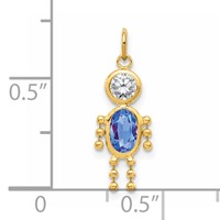 14K Yellow Gold September Boy Synthetic Birthstone Charm view 3