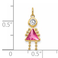 14K Yellow Gold October Girl Synthetic Birthstone Charm view 3