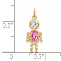 14K Yellow Gold October Boy Synthetic Birthstone Charm view 3
