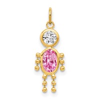 14K Yellow Gold October Boy Synthetic Birthstone Charm view 1
