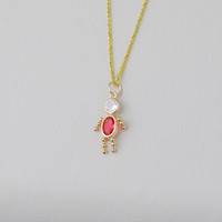 14K Yellow Gold October Boy Synthetic Birthstone Charm view 4