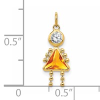 14K Yellow Gold November Girl Synthetic Birthstone Charm view 3