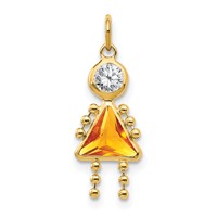 14K Yellow Gold November Girl Synthetic Birthstone Charm view 1