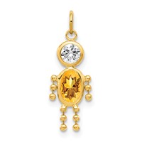 14K Yellow Gold November Boy Synthetic Birthstone Charm view 1