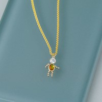 14K Yellow Gold November Boy Synthetic Birthstone Charm view 4
