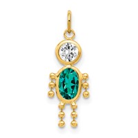 14K Yellow Gold December Boy Synthetic Birthstone Charm view 1