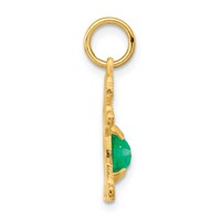 14K Yellow Gold Girl Charm 6x 4 Oval Genuine Emerald-May view 2