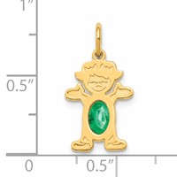 14K Yellow Gold Girl Charm 6x 4 Oval Genuine Emerald-May view 3