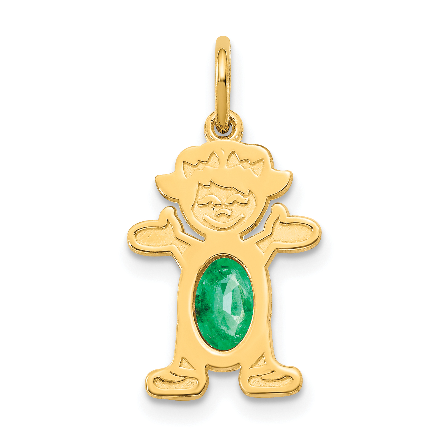 14K Girl 6x4 Oval Genuine Emerald-May (XCK18)