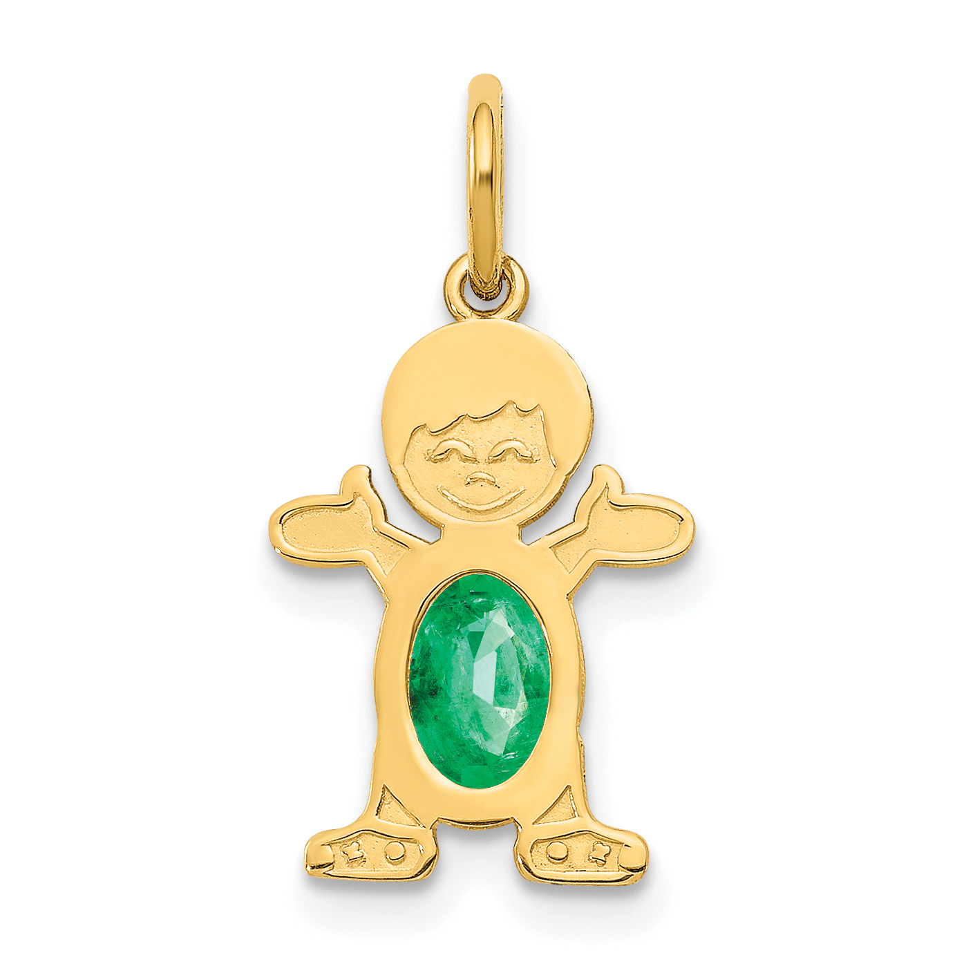 14K Boy 6x4 Oval Genuine Emerald-May (XCK19)