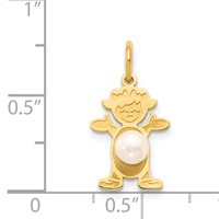 14K Yellow Gold Girl Charm 4mm Freshwater Cultured Pearl-June view 3