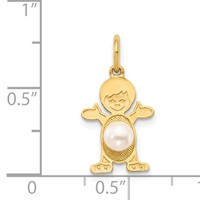 14K Yellow Gold Boy Charm 4mm Freshwater Cultured Pearl-June view 3