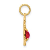 14K Girl Charm 6x4 Oval Genuine Ruby-July view 2