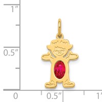 14K Girl Charm 6x4 Oval Genuine Ruby-July view 3