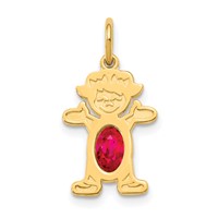 14K Girl Charm 6x4 Oval Genuine Ruby-July view 1