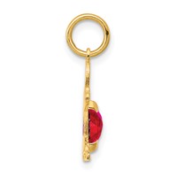 14K Yellow Gold Boy Charm 6x 4 Oval Genuine Ruby-July view 2