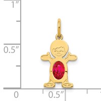 14K Yellow Gold Boy Charm 6x 4 Oval Genuine Ruby-July view 3