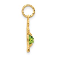 14K Girl Charm 6x4 Oval Genuine Peridot-August view 2